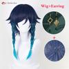 New Venti Cosplay Wig Barbatos Venti 42cm Short Blue Gradient Heat Resistant Synthetic Hair Party Wigs + Wig Cap