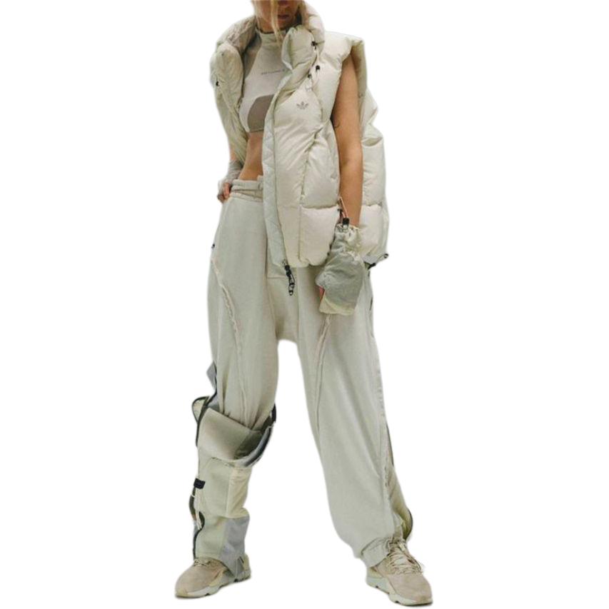 Adidas Originals X Hamcus Collaboration FW23 Solid Color Quilted Logo Drawstring Zipper Down Vest Unisex Vests White IU4839