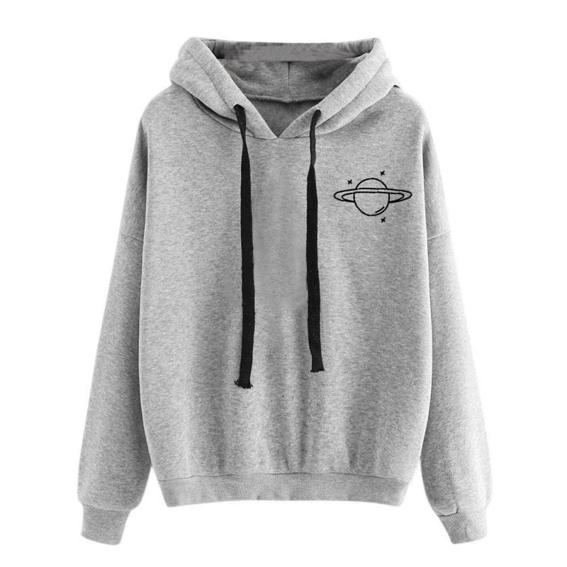 Women Sweatshirt Winter High Quality Print Long Sleeve Loose Sweatshirt Casual Hooded Drawstring Sweatshirt Women's Clothing