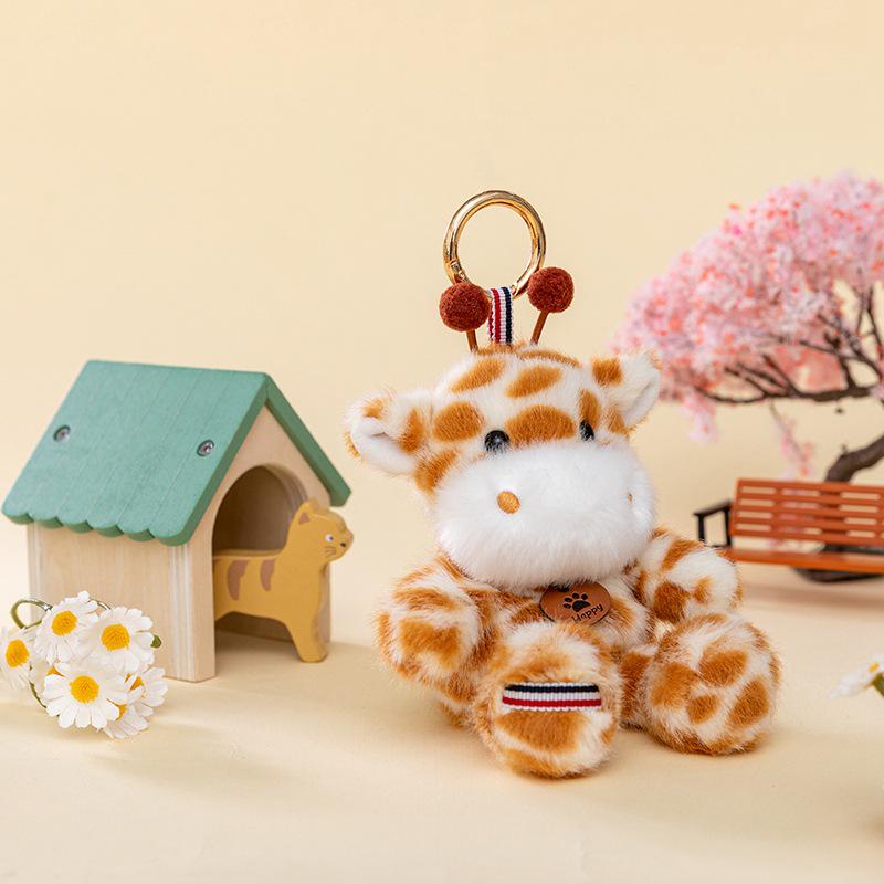 Cute Bear, Wolf, and Dinosaur Plush Keychain – Student Gift Backpack Ornament