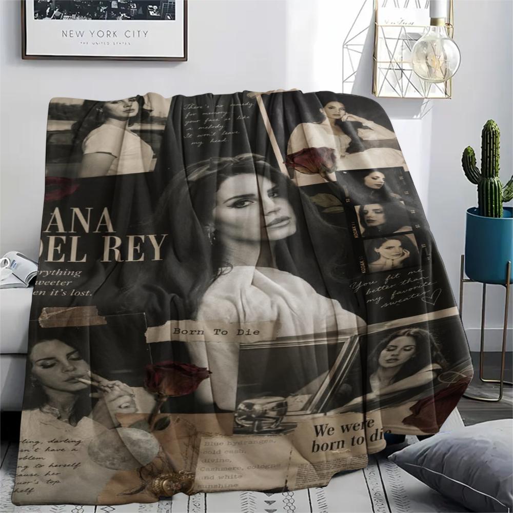 1pz Coperta in Flanella con Stampa Lana Del Rey, Alta qualità Confortevole per Tutte le Stagioni, Decorazione per la Casa, Calore e Comfort, Perfetta per Regali di Natale
