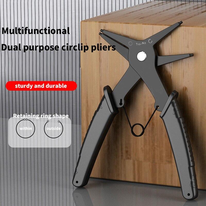 OUDISI Dual Use Circlip Pliers Inner Straight / Outer Straight / Inner Curved / Outer Curved Circlip Pliers Snap Ring Pliers Ret