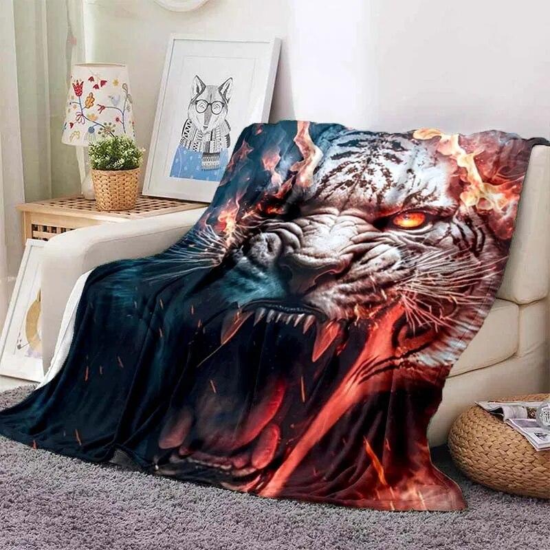 Beast Animal Tiger, Sabretooth Cartoon Soft Plush Blanket,Flannel Blanket Throw Blanket for Living Room Bedroom Bed Sofa Picnic