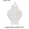 European White Hollow Ceramic Vase with Plum Blossom Carving Decorative Jar Tabletop Dried Flower Vase Indoor Craft Decoration