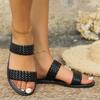 Women's Plus Size Woven Flat Slippers - Summer 2025 Beach Sandals
