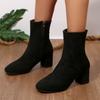 Stivaletti Neri in Flanella con Tacco Spesso Donna Scarpe Invernali Carini Eleganti Tacco Alto Punta Appuntita Tieni Caldo Stivaletti Corti Donna