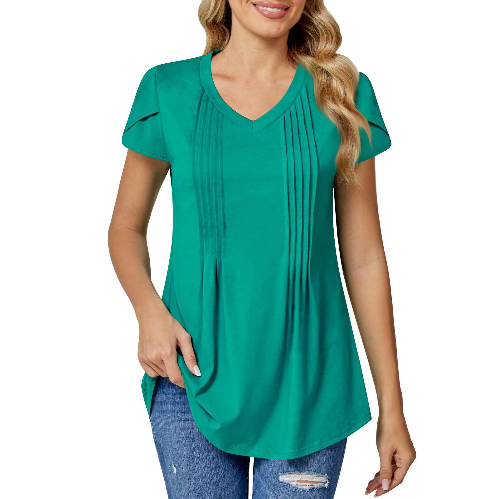 

Женские летние топы, повседневные, с оборками, коротким рукавом, круглым вырезом, свободные, плиссированные футболки S жёлтый