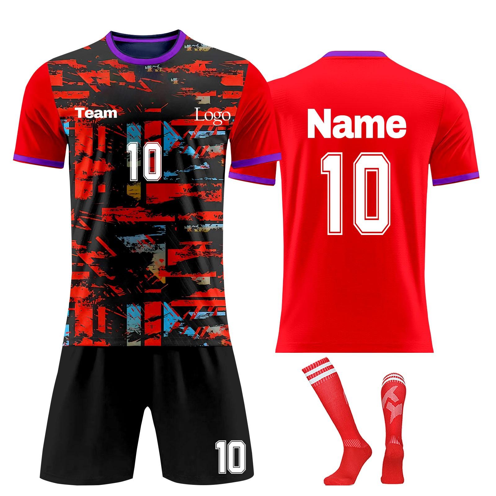 

Комплект персонализированных рубашек для мужчин и девочек с именем и номером, футбольные майки на заказ для мальчиков, тренировочный костюм XXXL красный