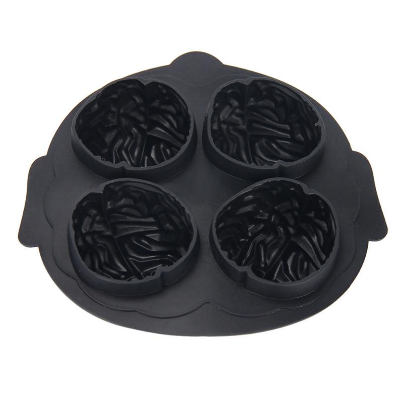 

Brainshaped Fourhole Halloween Ice Cube Tray Funny Irregular Ice Mold Sphere чёрный