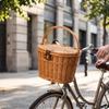 Geflochtener Fahrradkorb mit Deckel Geflochtener Griff Vintage-Stil für Radfahrer,
