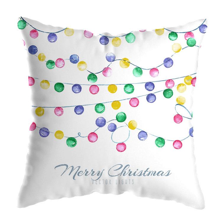 Cartoon Santa Claus Pattern Throw Pillow Cover With Short Plush Print Living Room Sofa Decoration Cushion Cover Pillow Covers
