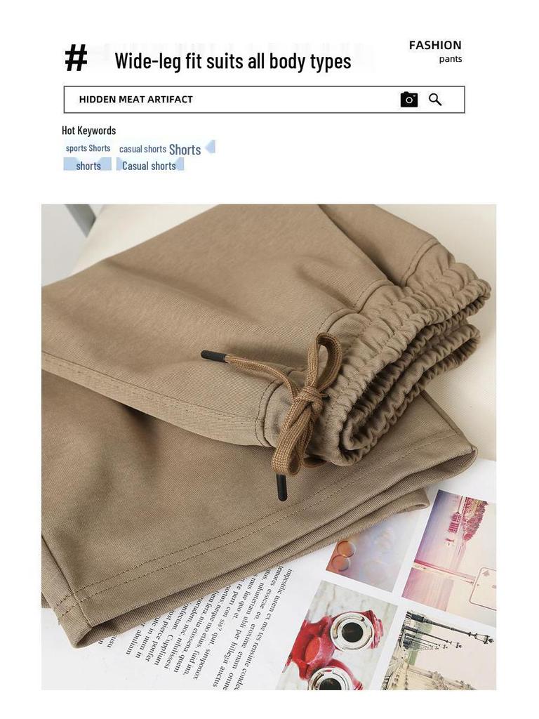 Damen Sommer Casual Einfarbig Weitbein Baumwollshorts