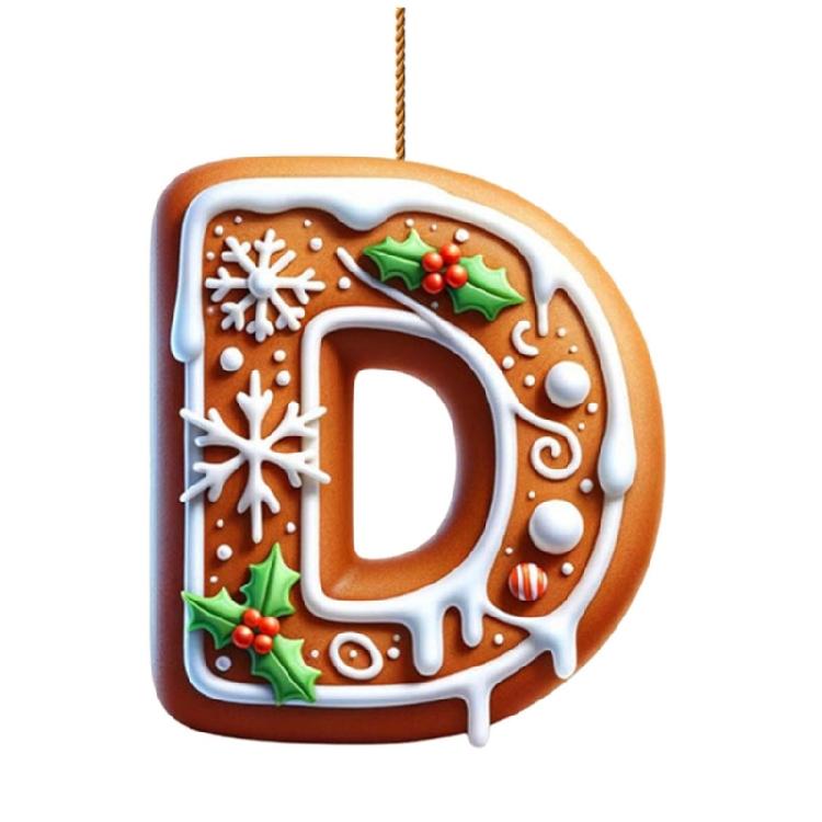Child Safe Acrylic Christmas Letter Ornament Gingerbreads Homes Decors For Car Homes Decoration Holiday Party Accessory