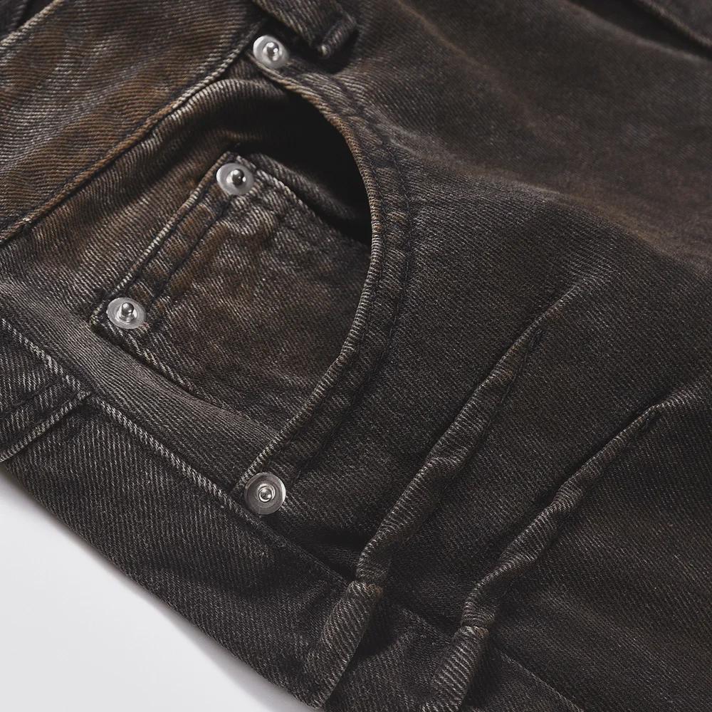 Style Mens Street Wasteland Distressed Jeans Trendy Pleated Loose Wideleg Trousers