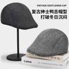 Autumn and winter retro warm forward hat men's literary beret striped simple forward hat casual hat