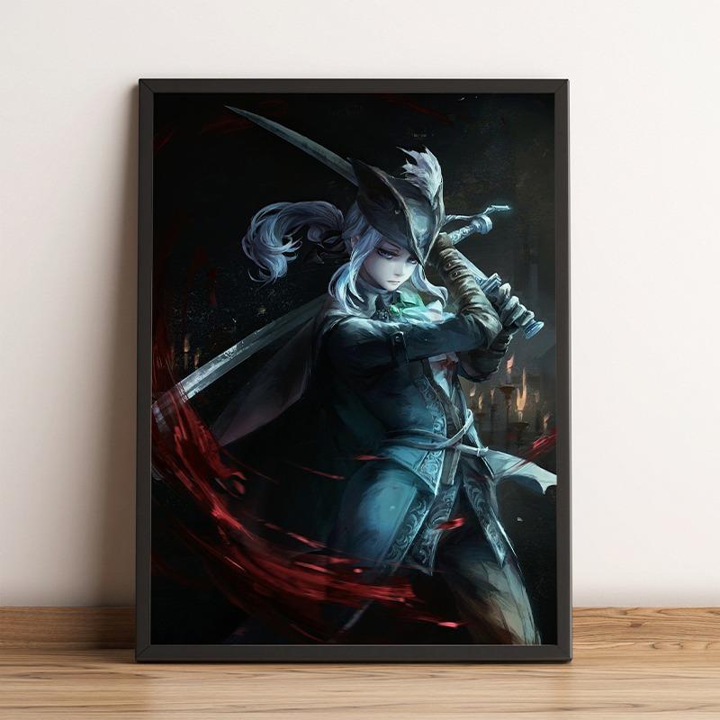 Bloodborne Classic Game Poster and Print Dark Hunter Canvas Painting Wall Art Pictures for Living Room Decoration Home Decor