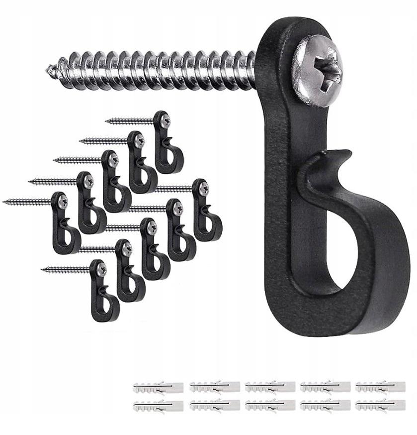 10x Screw hooks for hanging lights, garlands, and cable decorations