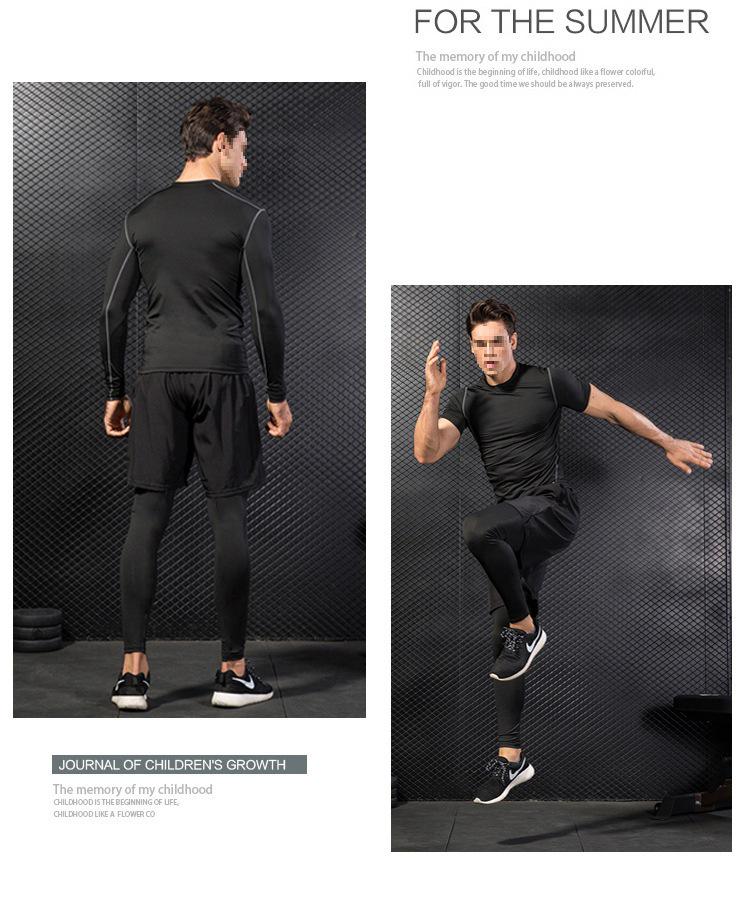 Men's Quick-Dry Stretch Running Tights, Fake Two-Piece, Black/Grey