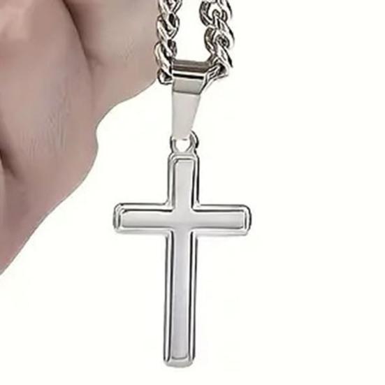 Men Necklace with Card And Box Pendant Thick Chain Stainless Steel Neck Jewelry Daily Wear Keepsake Gift for Grandson Adult Clavicle Necklace