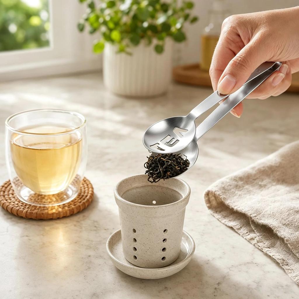 1PCS Tea Bag Squeezer Stainless Steel Tea Bag Tongs Mini Tea Infuser Spoon Round Teabag Tongs Holder Grip Sugar Clip Kitchen Tool