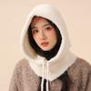 Balaclava Hat Women's Season Cold and Warm Knitted Wool Hat Scarf Integrated Warm Shawl Hooded