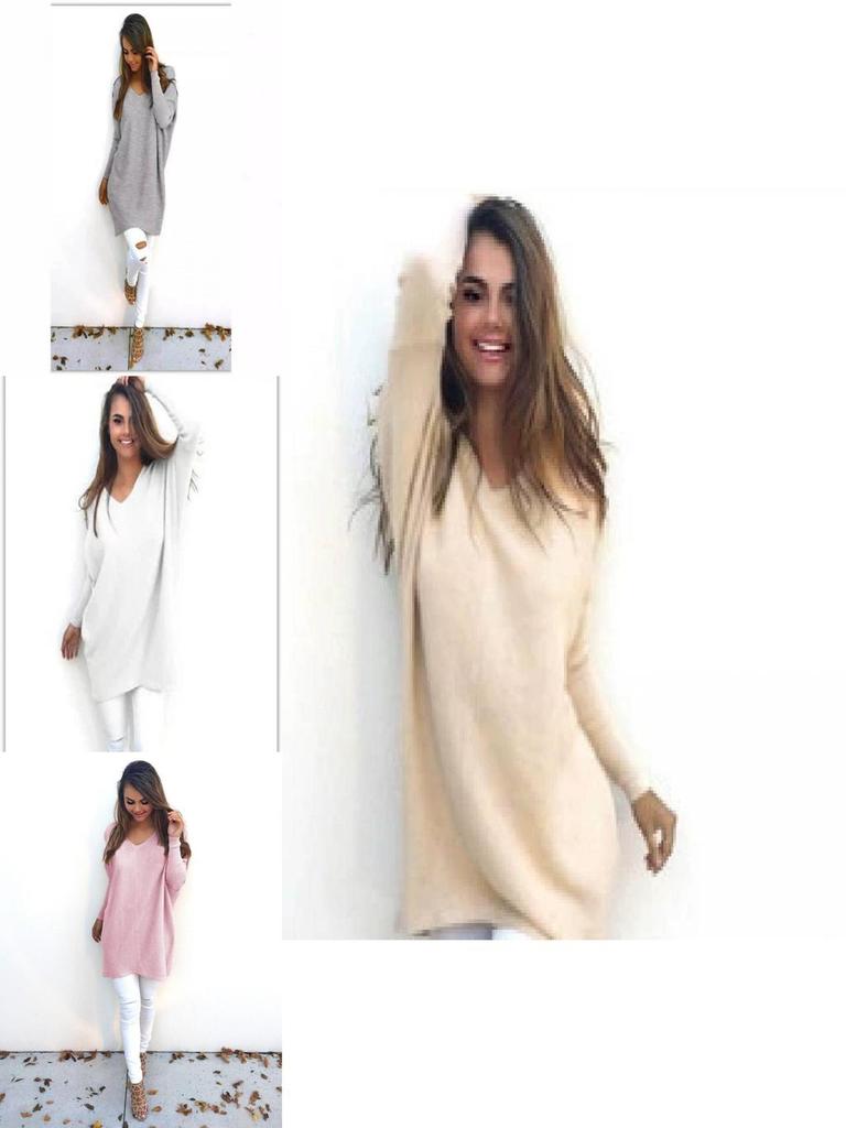 Dolce Top da Donna a Manica Lunga con Scollo a V, Pullover, Vestibilità Aderente, Poliestere, Autunnale, Casual