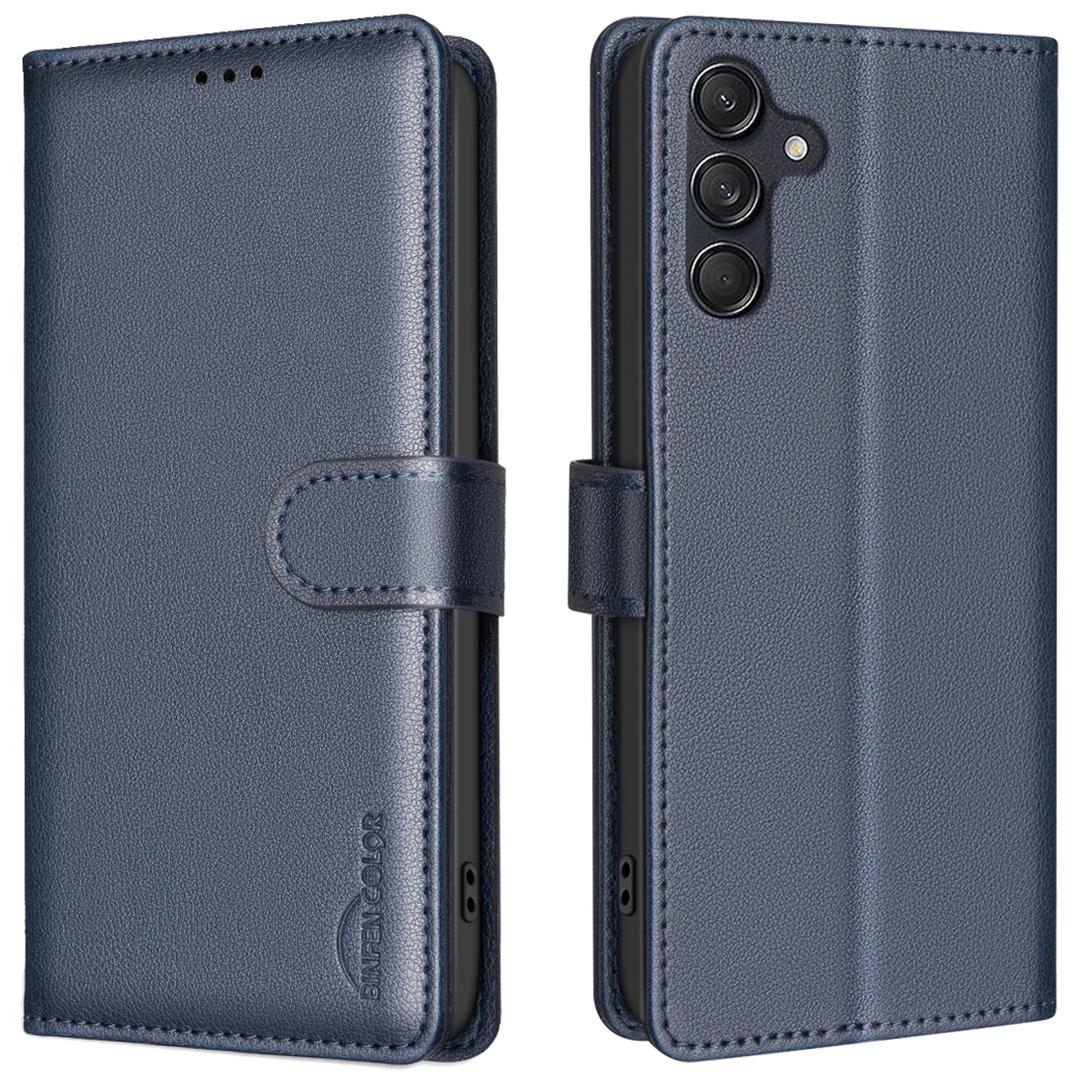 

BINFEN COLOR BF32 For Samsung Galaxy A16 5G/A16 4G Leather Case Wallet RFID Blocking Phone Cover Blue