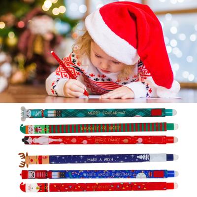 2 Pcs Christmas Erasable Gel Pens Retractable Cartoon Pens Fine Point Cute Holiday Writing Pens for School Office Kids Students Xmas Party Favors