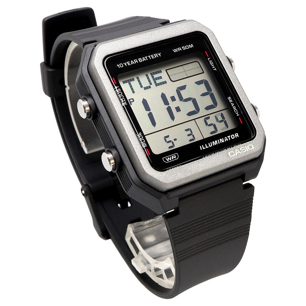 CASIO Digital World Time Black Watch, W-221H-1AV, Display, Unisex