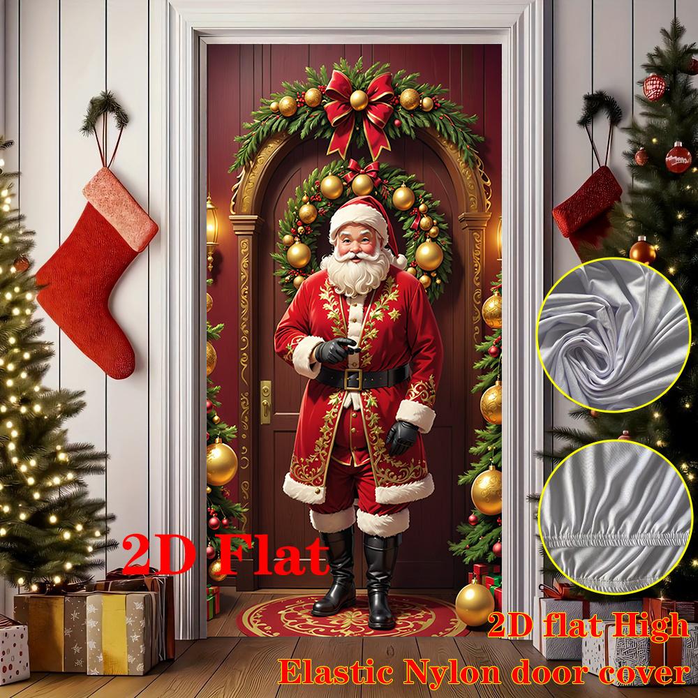 2D flat, 2D flat Christmas door decoration, the first choice for holiday entrances, high-definition Santa Claus patterns