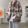 Hong Kong Retro Plaid Woolen Student Jacket: Loose Fit, Versatile Men's Long-Sleeve Top