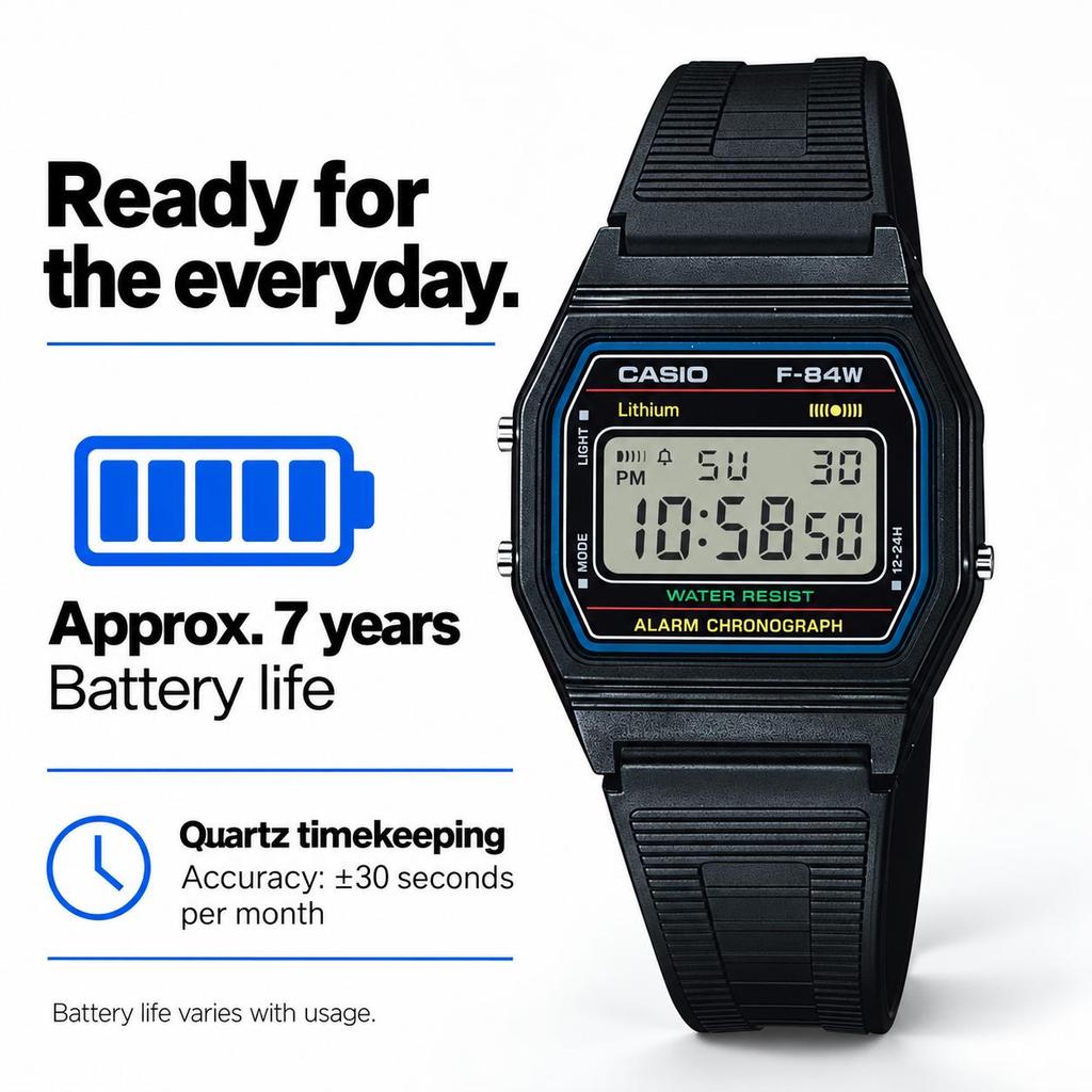 Casio wristwatch Collection F-84W-1QJH mens black