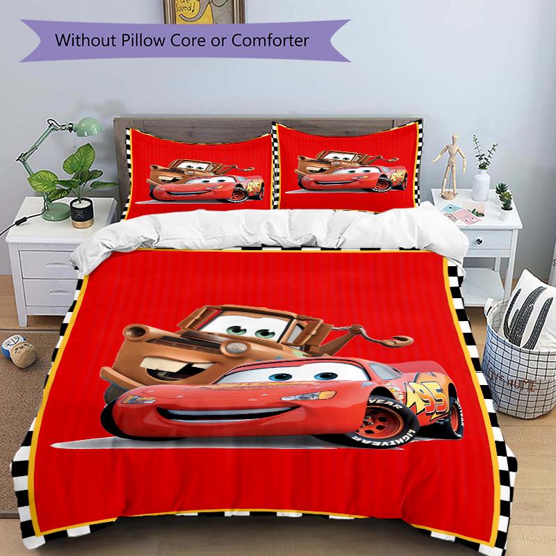 Cars Movie Characters Print 3Pcs Bedding Setduvet Cover With 2 Bedropillowcase Home Birthday Gift