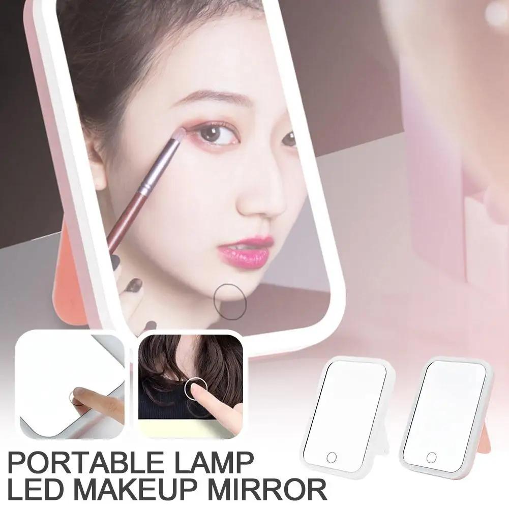 Portable Folding Mirror Lighted Mirror LED 3Colors Modes Mirror Travel USB Dressing Table With Makeup Light Charging