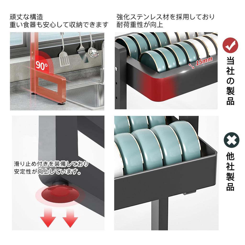 SVOHZAV Dish Drainer, Over-the-Sink, Horizontal Storage, Dish Drying Rack, Rust-Proof, Two-Tier, Large Capacity, Dish Rack, Kitchen Drainer, Water