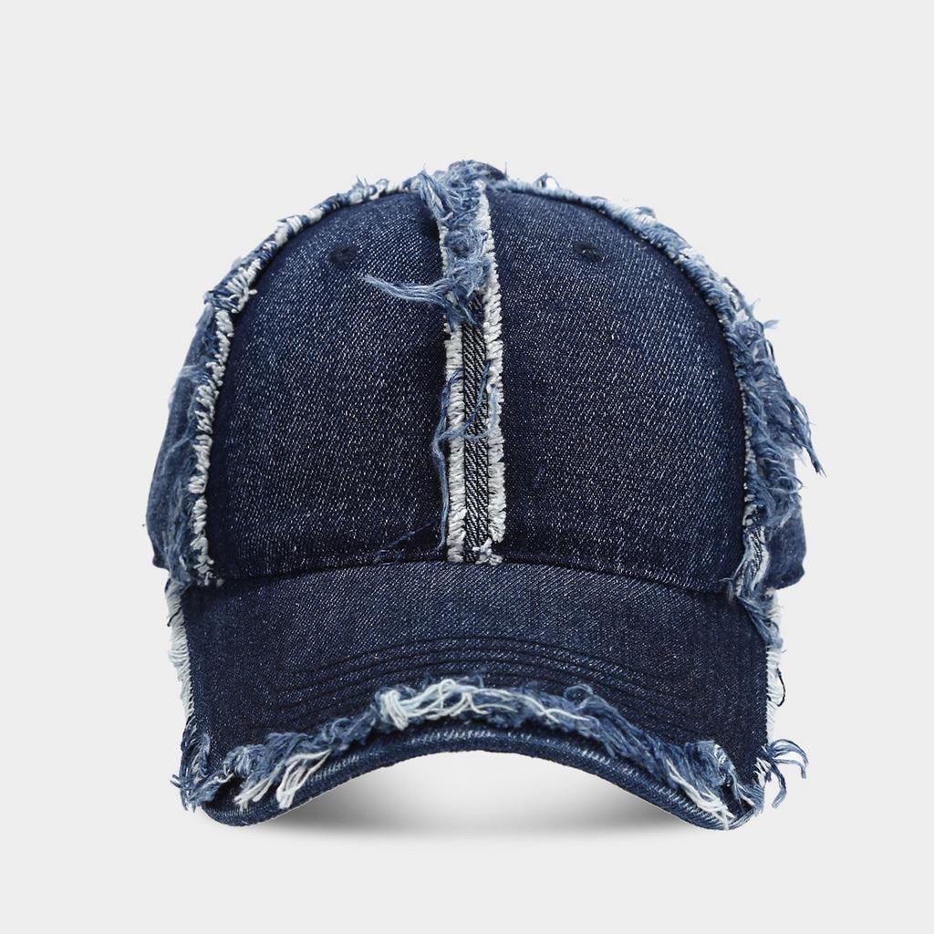 Trendy Brand Frayed Brim Baseball Cap Denim Washed Vintage Craft Unisex Versatile Street Style