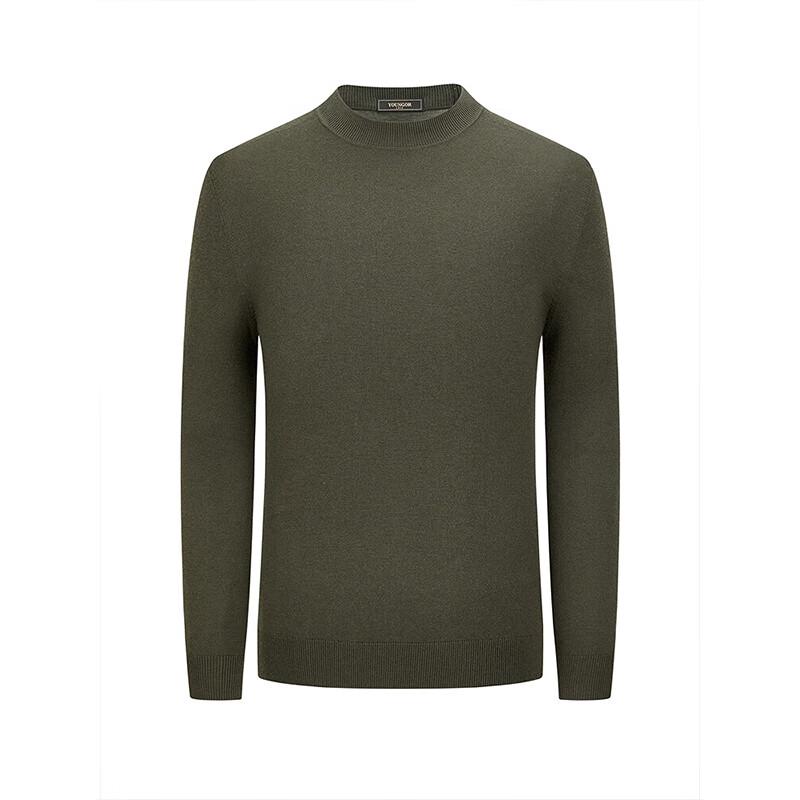 YOUNGOR Men's Seamless Wool Blend Crew Neck Sweater