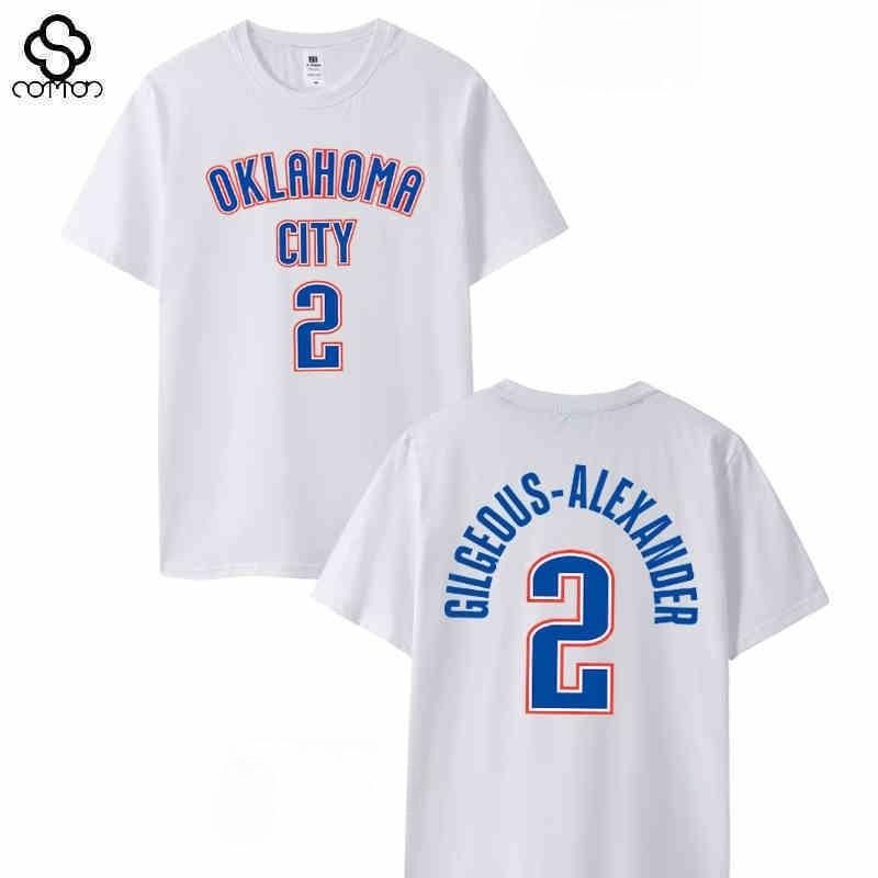 Thunder Alexander Short Sleeve No. 2 Jersey Short Sleeve T-Shirt Men's Basketball Loose T-Shirt Sports Large Size Summer
