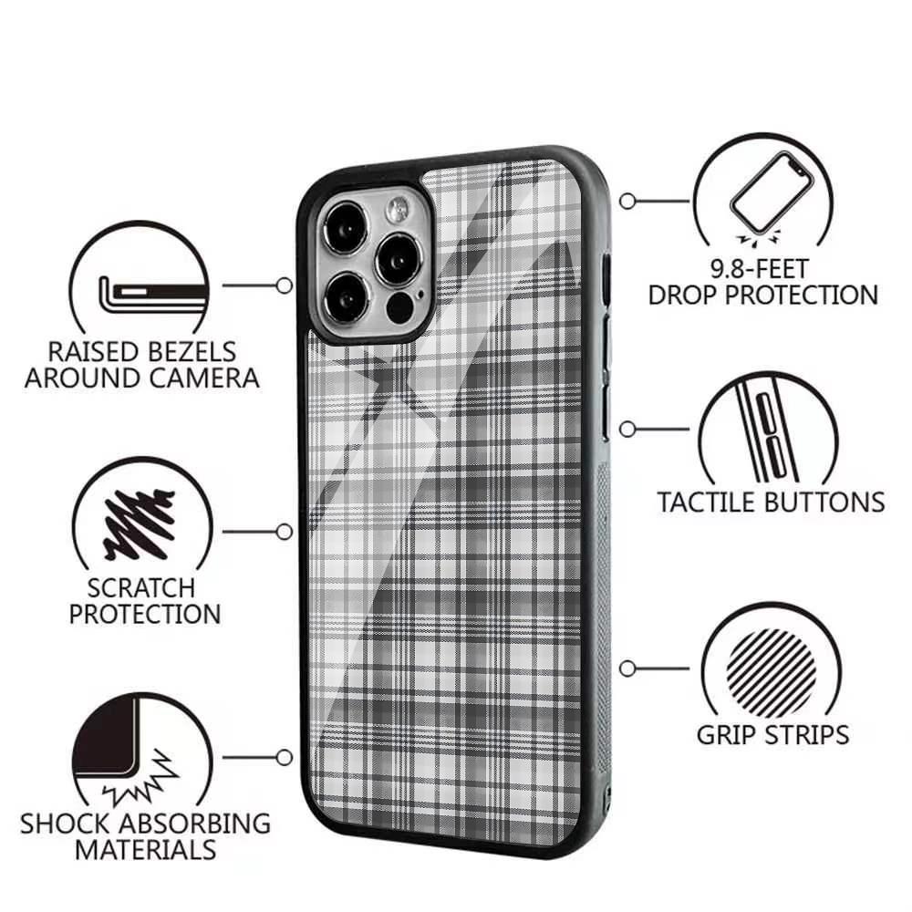 White Black Plaid Print Phone Case For IPhone 16 15 14 13 Pro Max 11 12 Mini Alex Mirror For Magsafe Wireless Charging Cover