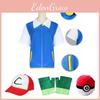 Pokmon Cosplay Kostüm Blauer Mantel Hut Handschuhe Pokéball Anime Set**