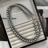 Women's Non-Fading Deep Sea Shell Pearl Necklace with Versatile Small Lockbone Chain