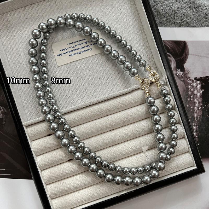 Women's Non-Fading Deep Sea Shell Pearl Necklace with Versatile Small Lockbone Chain