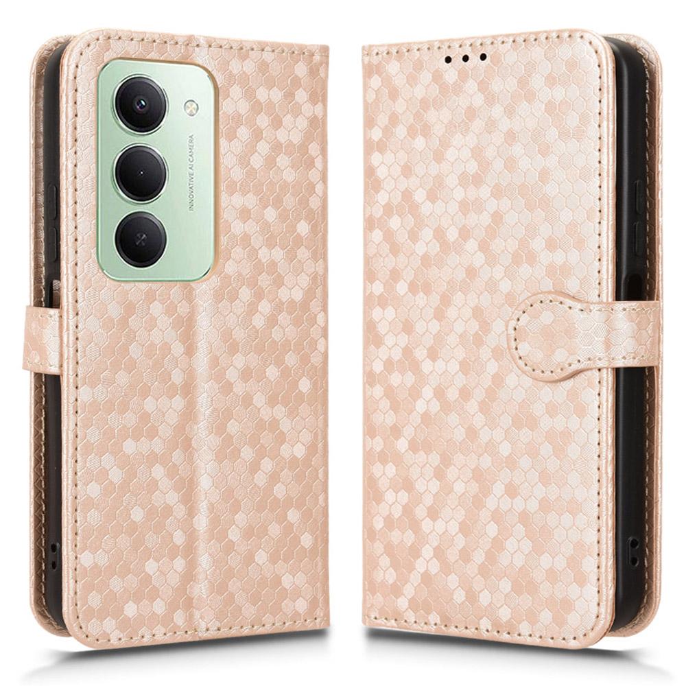 For Xiaomi Redmi 15 5G (Global) (169mm) Wallet Case Dot Pattern Imprint PU Leather Phone Cover with Wrist Strap