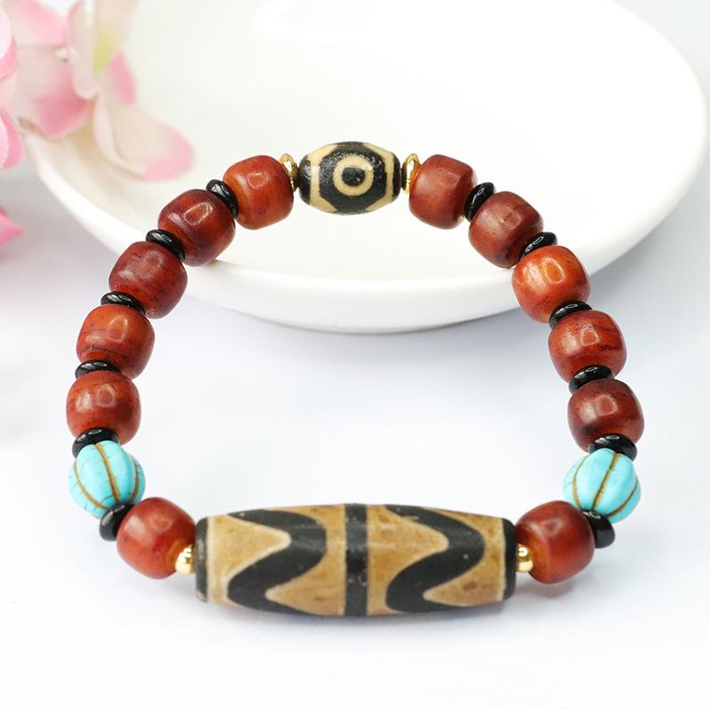 Juan Yu Schwarzer Achat & Neunäugige Dzi-Perle Armband MN3063001