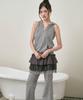 THE GREEN LAB Striped Glam Hooded Sleeveless Top [Light Gray]