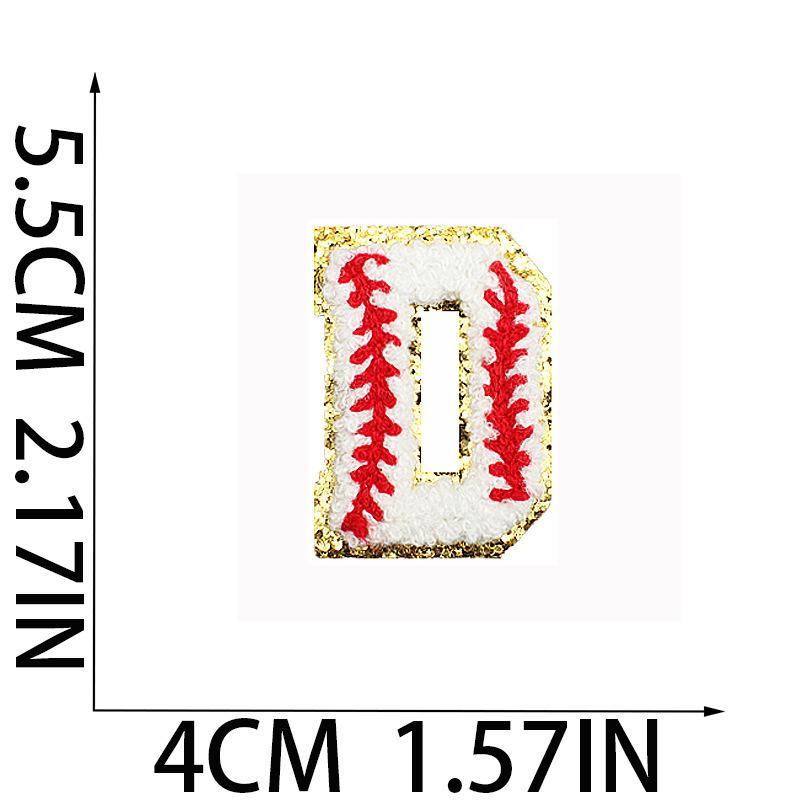 5.5Cm Baseball Pattern English Letter Embroidery Cloth Sticker Ironing Towel Embroidery Letter Patch Sticker Computer Embroidery Chapter Boy