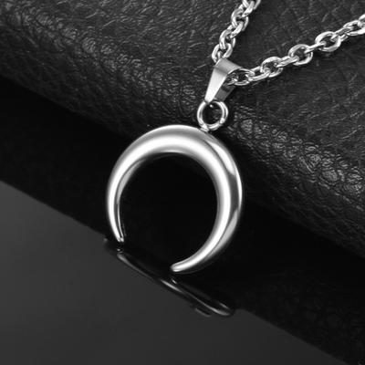 Yousheng Women Necklace Crescent Moon Pendant Hollow Chain Titanium Steel Neck Decoration Jewelry Prom Party Banquet Clavicle Necklace