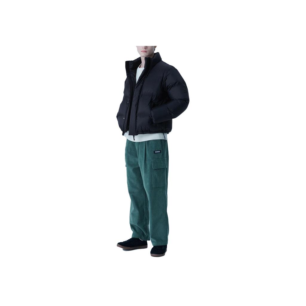 FILA Solid Color Casual Sports Zipper Stand Collar Long Sleeve Down Jacket Unisex outerwear Black FS2DJF4101X-BLK
