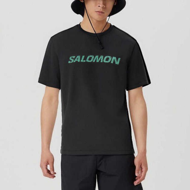 Salomon Amphi Terrazzo Outdoor Series Logo Graphic Round Neck Quick-Dry Pullover Short Sleeve T-Shirt Men Tops Black C26992