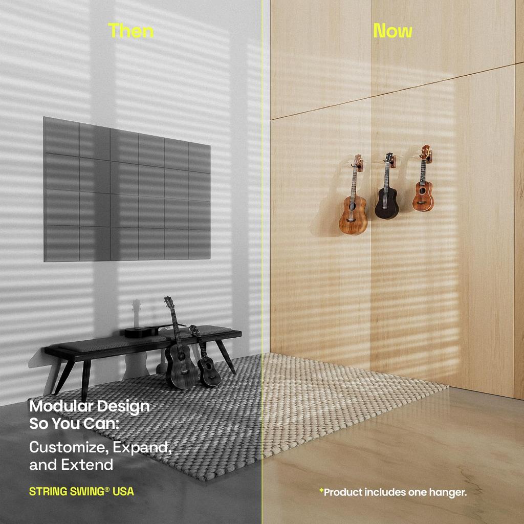 String Swing Hardwood Wall Mount Black Ukulele/Mandarin Hanger, Walnut, CC01UK-BW [Used]